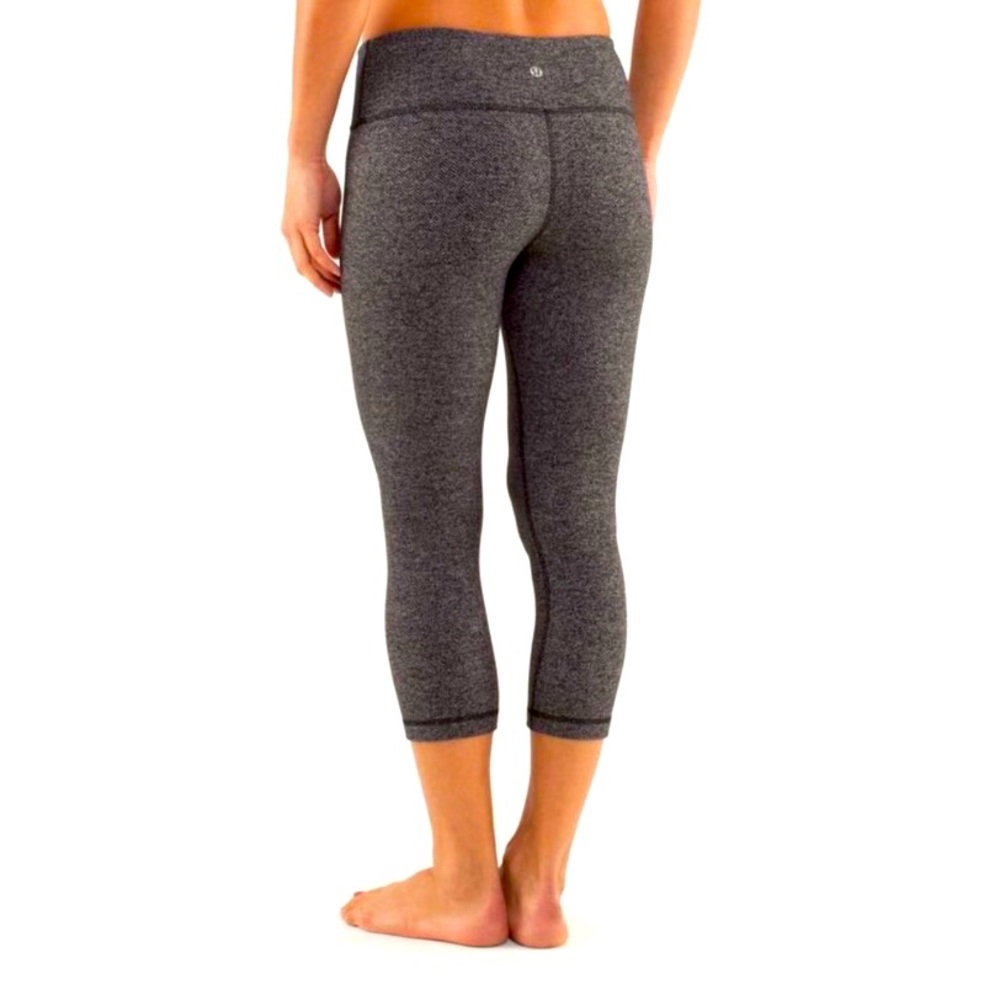 🌺Lululemon Wunder Under Herringbone Crop 20” Crop Black (4)